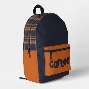 Mochila Impresa Rústico pasto azul y naranja