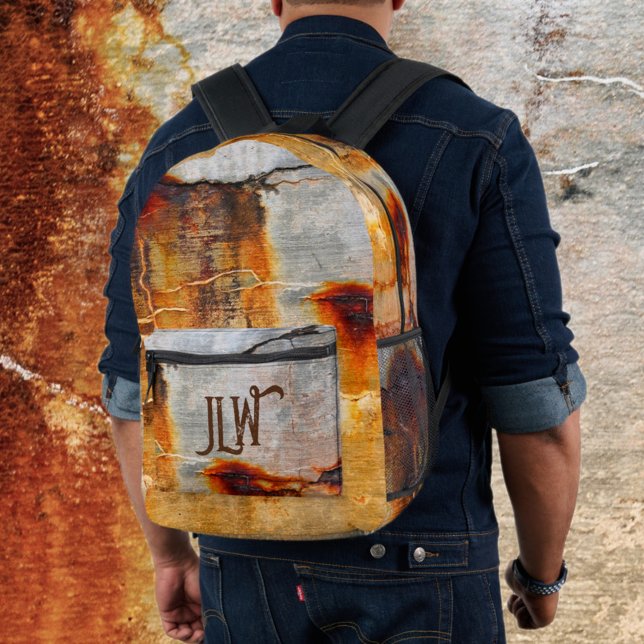 Mochila Impresa Rusty Grey y Naranja Urban Grunge Industrial (Subido por el creador)