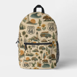 Mochila Impresa Ruta Retro de California 66: Viaje Costero
