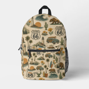 Mochila Impresa Ruta Retro de California 66: Viaje Costero
