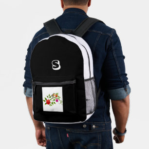 Mochila Impresa "S" Monograma Estudiantes Elegantes De La Rama De