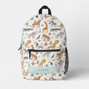 Mochila Impresa Safari Animals Pattern Blue Boy