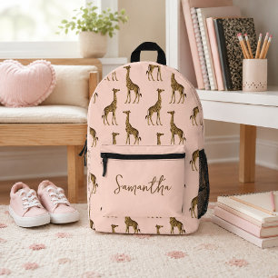 Mochila Impresa Safari de jirafa rosa y marrón