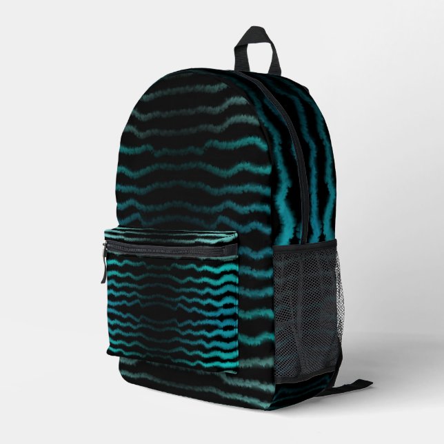 Mochila Impresa Salado de playa costera Olas turquesa Abstracto Ar (Esquina derecha trasera )