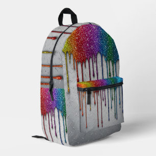 Mochila Impresa Salpicaduras de pintura de arcoíris vibrante