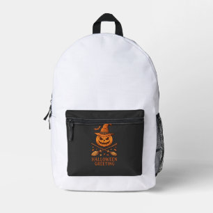 Mochila Impresa Saludo de Halloween Calabaza Sombrero de Bruja Esc