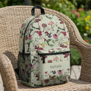 Mochila Impresa Salvia Verde Naturaleza Colibrí Floral
