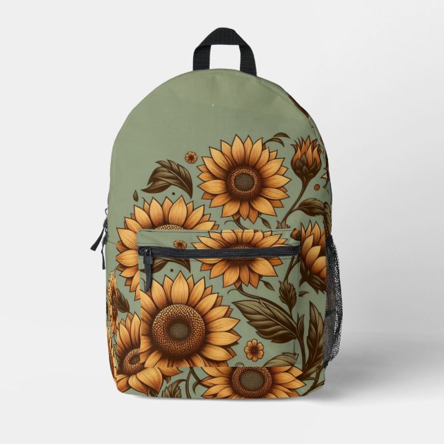 Mochila Impresa Salvia y Girasoles (Anverso)