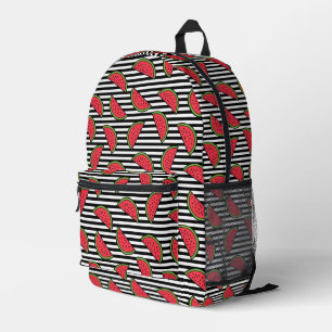 Mochila Impresa sandía en patrón de franjas blanco y negro