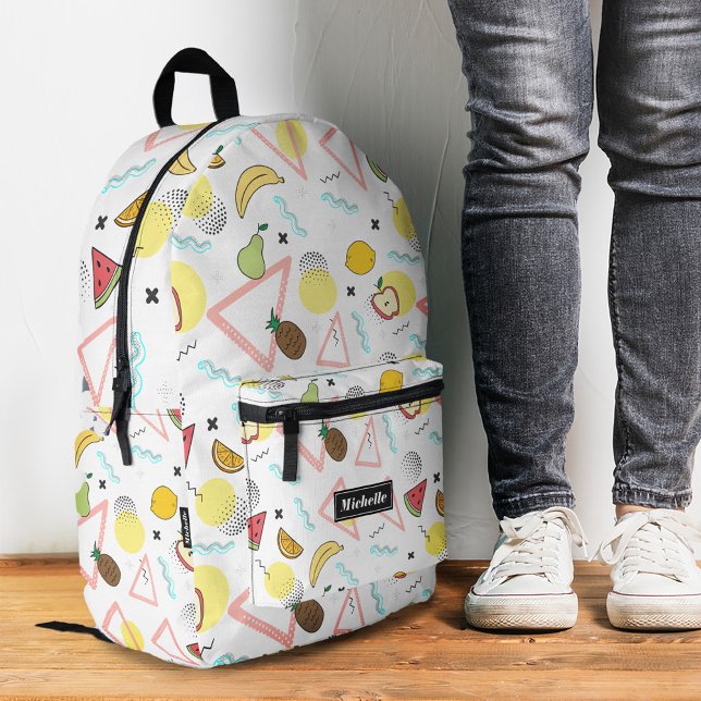 Mochila Impresa sandía tropical plástica piña blanca estilo (Tropical Watermelon Banana Pineapple White Stylish Printed Backpack
)