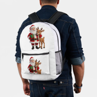 Mochila Impresa Santa Claus and Rudolph Cartoon