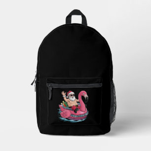 Mochila Impresa Santa Flamingo Flotador Navidad En Verano Julio