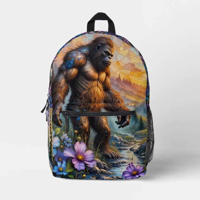 Mochila Impresa  Sasquatch in Floral Mountain valley (Anverso)