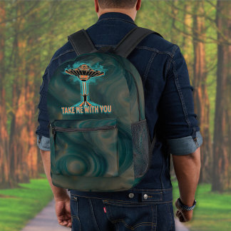 Mochila Impresa Saucer volador de estilo de los años 60