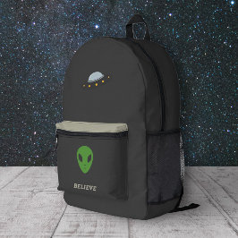 Mochila Impresa Saucer volador y alieno verde