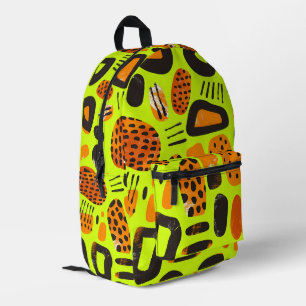 Mochila Impresa "Savanna Pop: Vibes tribales en Naranja y negro"