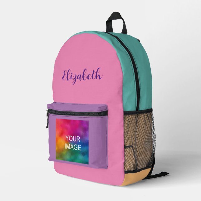 Mochila Impresa Script de caligrafía de Personalizado coloreada de (Esquina derecha trasera )