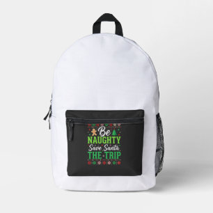 Mochila Impresa Sé malo salva a Santa divertido Navidad SVG