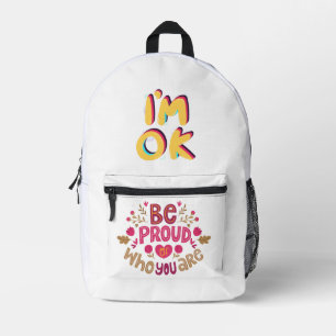 Mochila Impresa Sé Orgulloso de Quién Eres – Tipografía Floral Pos
