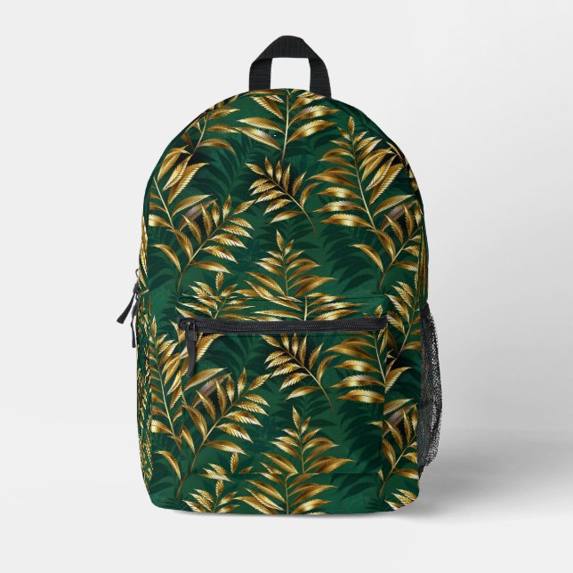 Mochila Impresa Seamless pattern with golden ferns (Anverso)