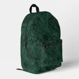 Mochila Impresa Seda Moire Pequeño Patrón en Verde Bosque