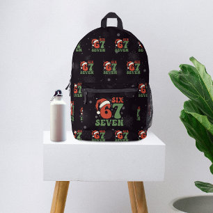Mochila Impresa Seis Siete 67 Gorro de Santa Divertido Navidad Xma