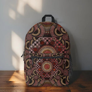 Mochila Impresa Semicírculo étnico enmarcado por el sol persa mand