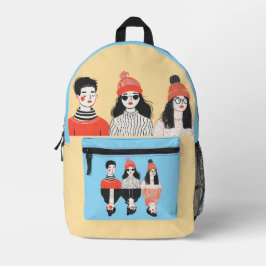Mochila Impresa Sencillo dibujo moderno de jóvenes geniales