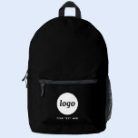 Mochila Impresa Sencillo logotipo Texto Promocional Negra<br><div class="desc">Añade tu propio logotipo y elección de texto a este diseño. Eliminar el texto si lo prefiere. Minimalista y profesional. Ideal para un producto promocional para sus clientes y clientes. Para ver otras versiones,  vea la colección.</div>