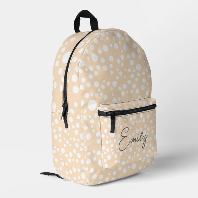 Mochila Impresa Sencillo patrón punteado blanco sobre fondo meloco (Esquina izquierda trasera)