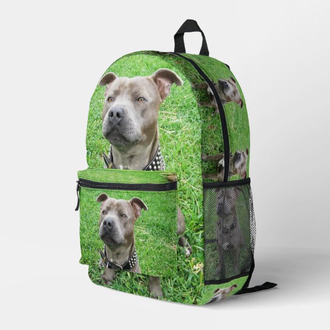 Mochila Impresa Sentado de Malé adulto Staffordshire Bull Terrier, (Esquina derecha trasera )