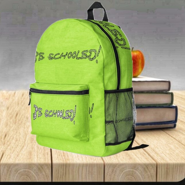 Mochila Impresa Ser escolar-II (This Be Schooled-II Printed Backpack, is easy to spot, in lime green!)
