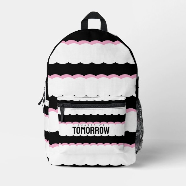 Mochila Impresa “Shapes of Tomorrow” Black, White & Pink Wavy  (Anverso)