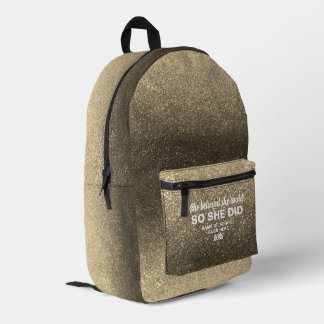 Mochila Impresa She Believed She Could Faux Gold Glitter Sparkles