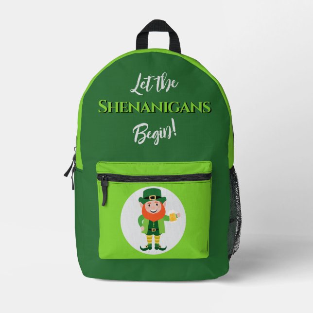 Mochila Impresa Shenanigans Leprechaun San Patricio (Anverso)