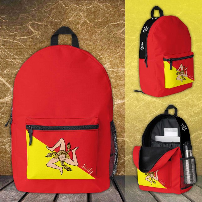 Mochila Impresa Sicilia, mochila, bandera siciliana, Triskelion (Subido por el creador)