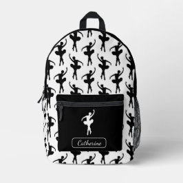 Mochila Impresa Silhouette Ballerina en blanco y negro