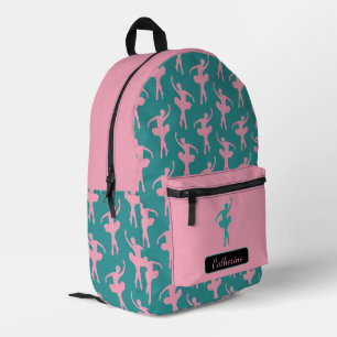 Mochila Impresa Silhouette Ballerina en rosa y Verde azulada