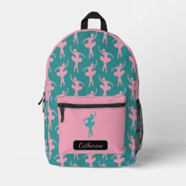 Mochila Impresa Silhouette Ballerina en rosa y Verde azulada