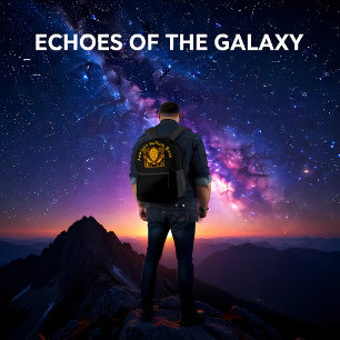 Mochila Impresa Silhouette Bison Head contra fondo de montaña