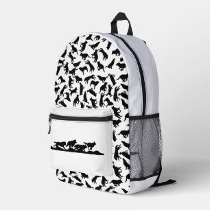 Mochila Impresa Silhouette de Lobo Negro con el paquete