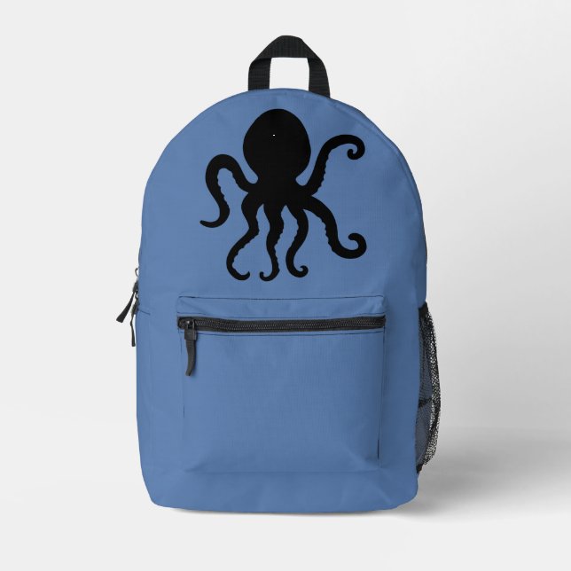 Mochila Impresa Silhouette moderna de pulpo Minimalista (Anverso)