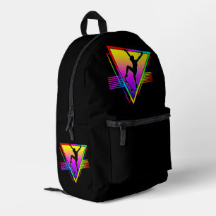 Mochila Impresa Silueta Retro de Patinaje en Monopatín Patinador