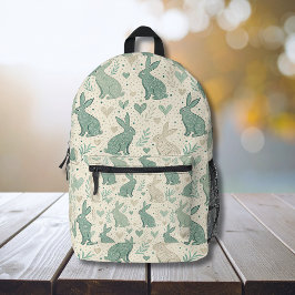 Mochila Impresa Siluetas de conejos sencillos con corazones patrón