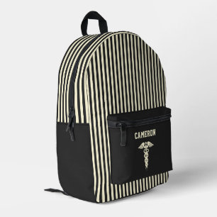 Mochila Impresa Símbolo médico personalizado Crema y rayas negras
