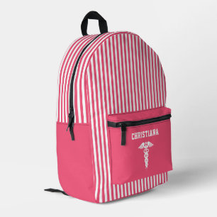 Mochila Impresa Símbolo médico personalizado franjas rosadas