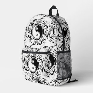 Mochila Impresa Símbolo Yin & Yang estilo de tatuaje en blanco y n