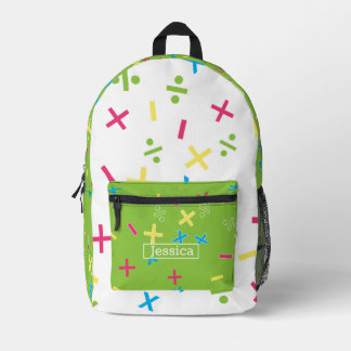 Mochila Impresa Símbolos de matemáticas divertidas verde brillante