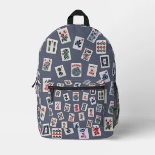 Mochila Impresa Símbolos Mahjong azules oscuros