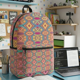 Mochila Impresa Simetría de Diamante y Óvalo Suave